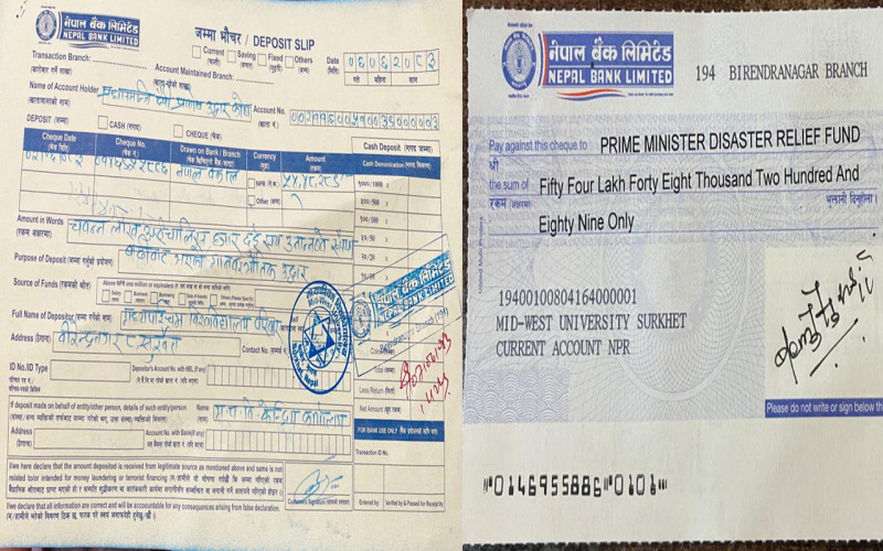 Support Amount Deposited to the Prime Minister’s Disaster Relief Fund for Flood Victims